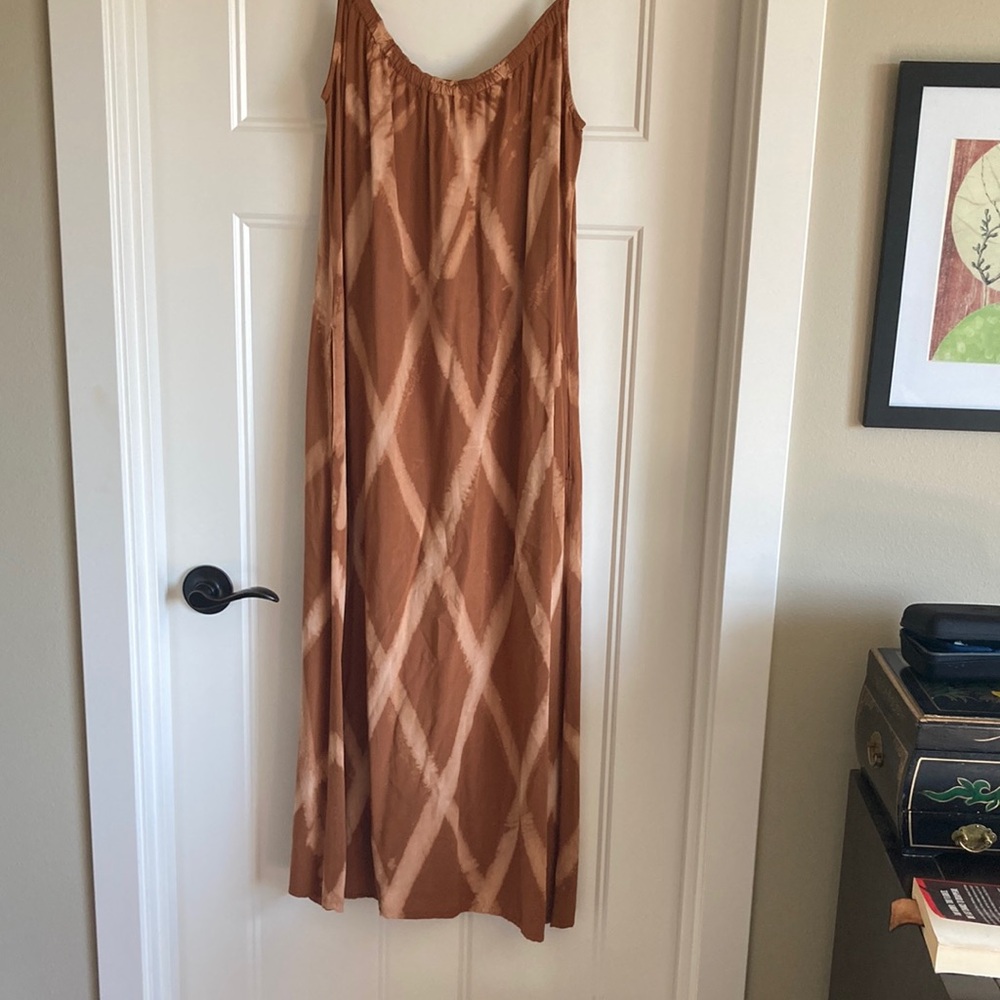 Anthropologie Orange Brown Maxi dress